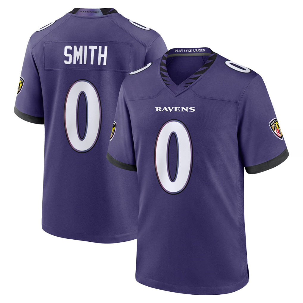 Elroe B.Ravens #0 Roquan Smith Player Purple Home Game Stitched Jerseys