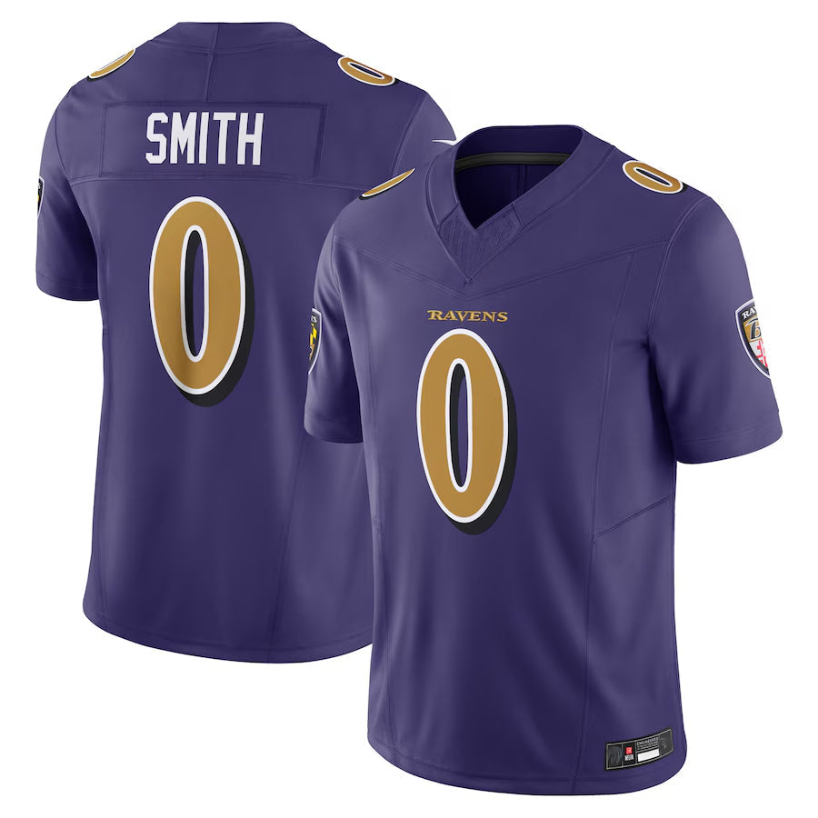 Elroe B.Ravens #0 Roquan Smith Player Purple Vapor F.U.S.E. Limited Stitched Jerseys