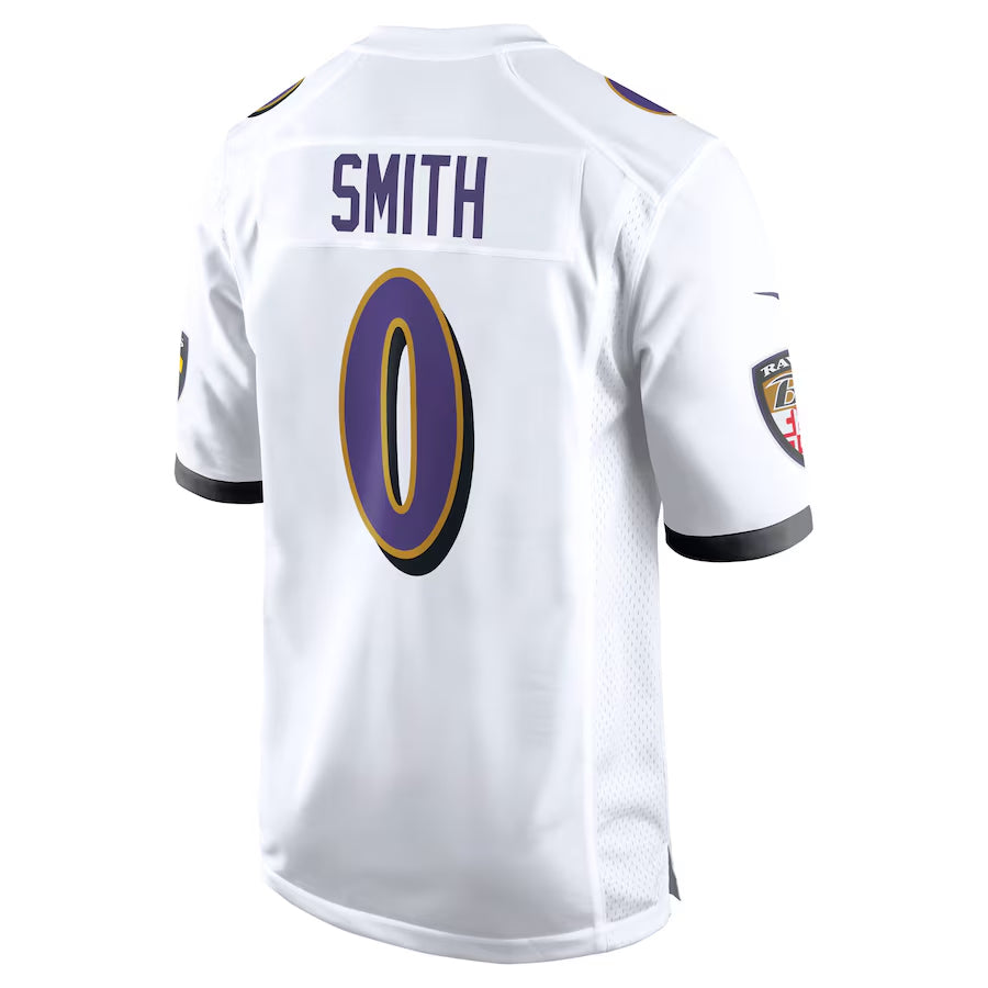Elroe B.Ravens #0 Roquan Smith Player White Alternate Home Game Stitched Jerseys
