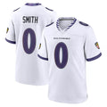 Elroe B.Ravens #0 Roquan Smith Player White Purple Home Game Stitched Jerseys