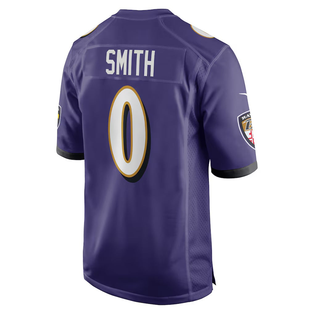 Elroe B.Ravens #0 Roquan Smith Purple Team Game Stitched Jersey