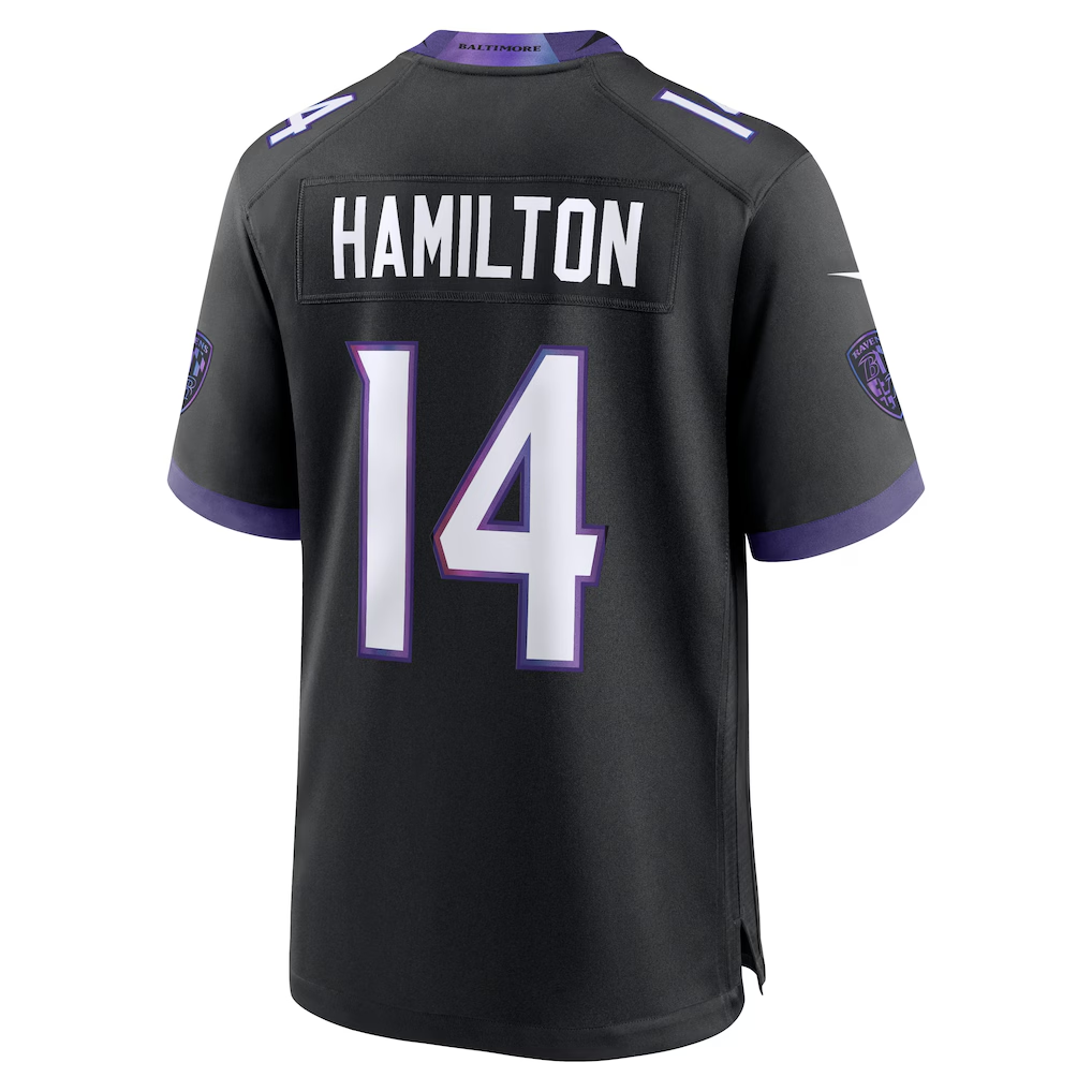 Elroe B.Ravens #14 Kyle Hamilton Black Alternate Game Stitched Jerseys