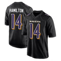 Elroe B.Ravens #14 Kyle Hamilton Player Black Carbon Fashion Game Home Stitched Jerseys
