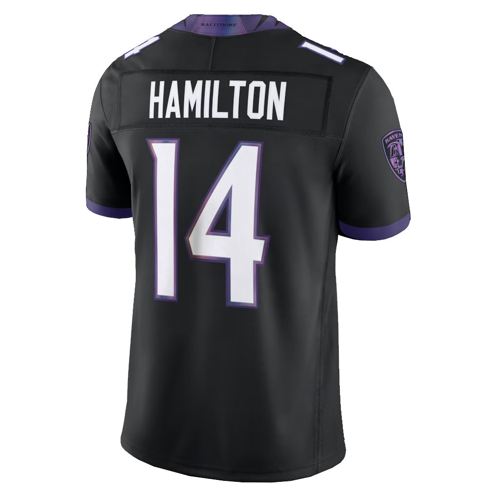 Elroe B.Ravens #14 Kyle Hamilton Player Black Limited Elite Home Game Stitched Jerseys