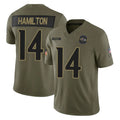 Elroe B.Ravens #14 Kyle Hamilton Player Olive Salute To Service Limited Home Game Stitched Jerseys