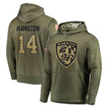 Elroe B.Ravens #14 Kyle Hamilton Player Olive Salute to Service Pullover Hoodie Stitched Jerseys