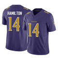Elroe B.Ravens #14 Kyle Hamilton Player Purple Vapor F.U.S.E. Limited Home Game Stitched Jerseys
