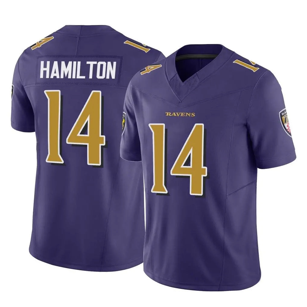 Elroe B.Ravens #14 Kyle Hamilton Player Purple Vapor F.U.S.E. Limited Home Game Stitched Jerseys