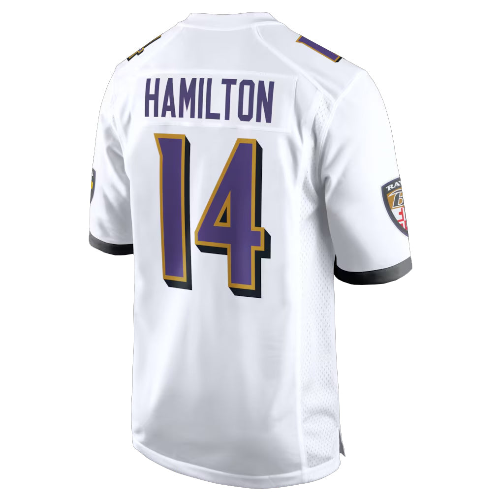 Elroe B.Ravens #14 Kyle Hamilton Player White Alternate Home Game Stitched Jerseys