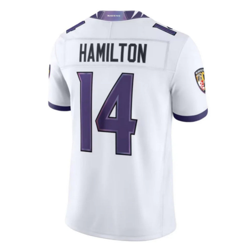 Elroe B.Ravens #14 Kyle Hamilton Player White Limited Elite Home Game Stitched Jerseys