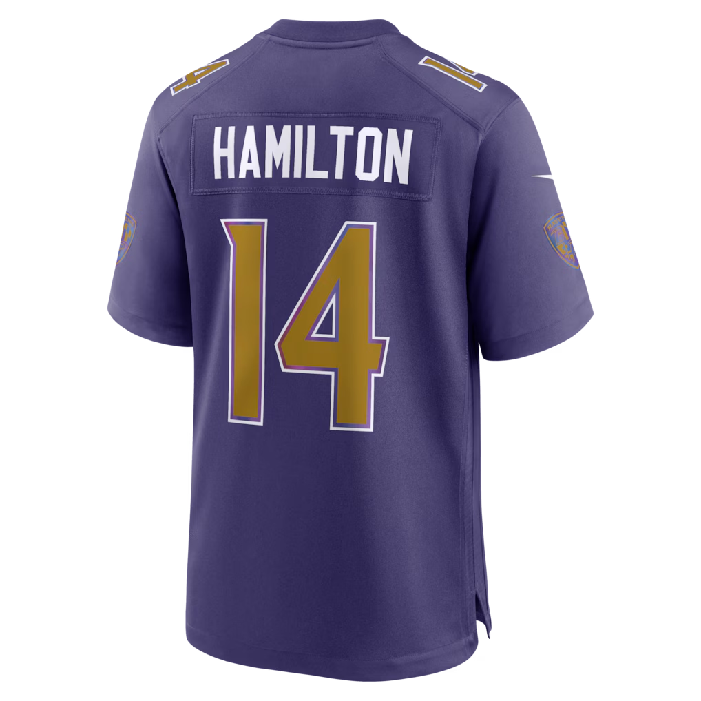 Elroe B.Ravens #14 Kyle Hamilton Purple Alternate Game Stitched Jerseys