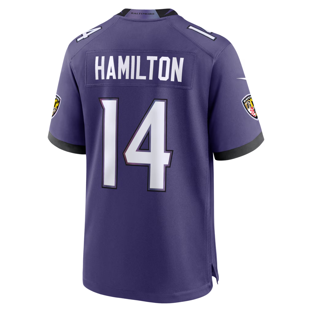 Elroe B.Ravens #14 Kyle Hamilton Purple Team Game Stitched Jerseys