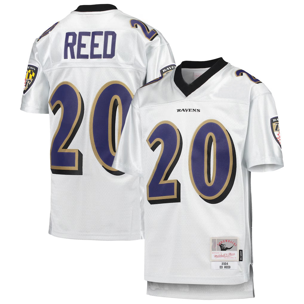 Elroe B.Ravens #20 Ed Reed Player White Mitchell & Ness Platinum Legacy Limtied Football Jerseys