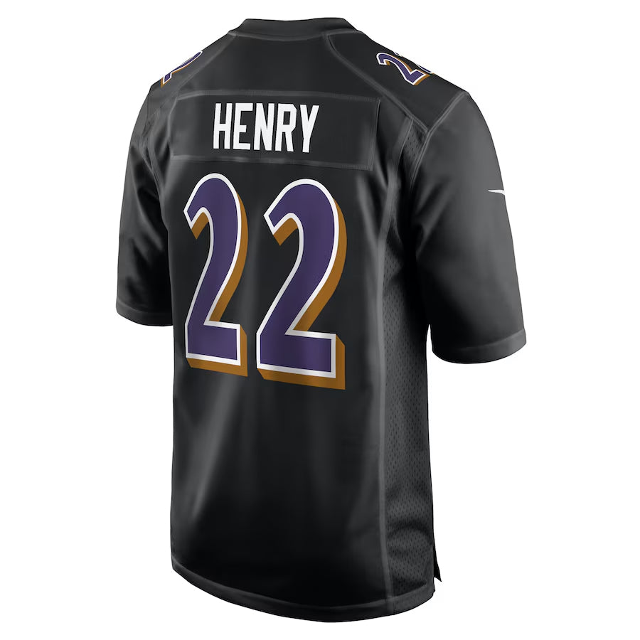 Elroe B.Ravens #22 Derrick Henry Player Carbon Black Fashion Home Game Stitched Jerseys