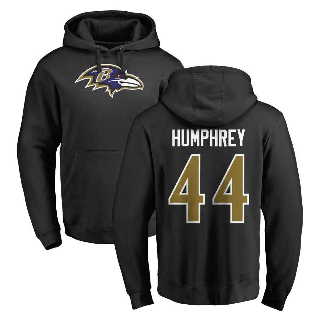 Elroe B.Ravens #44 Marlon Humphrey Player Black Pullover Hoodie Stitched Jerseys
