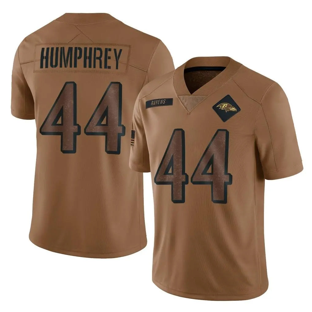 Elroe B.Ravens #44 Marlon Humphrey Player Brown Salute To Service Limited Stitched Jerseys