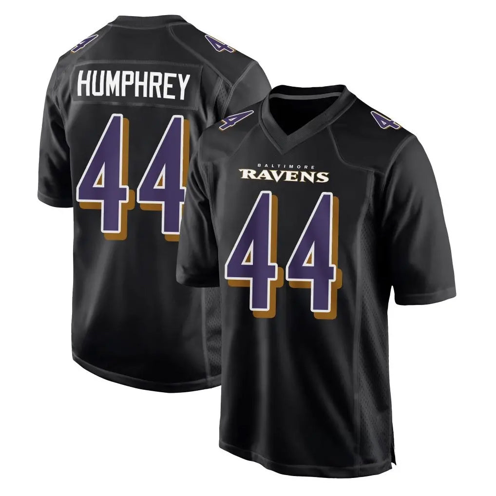 Elroe B.Ravens #44 Marlon Humphrey Player Carbon Black Fashion Home Game Stitched Jerseys