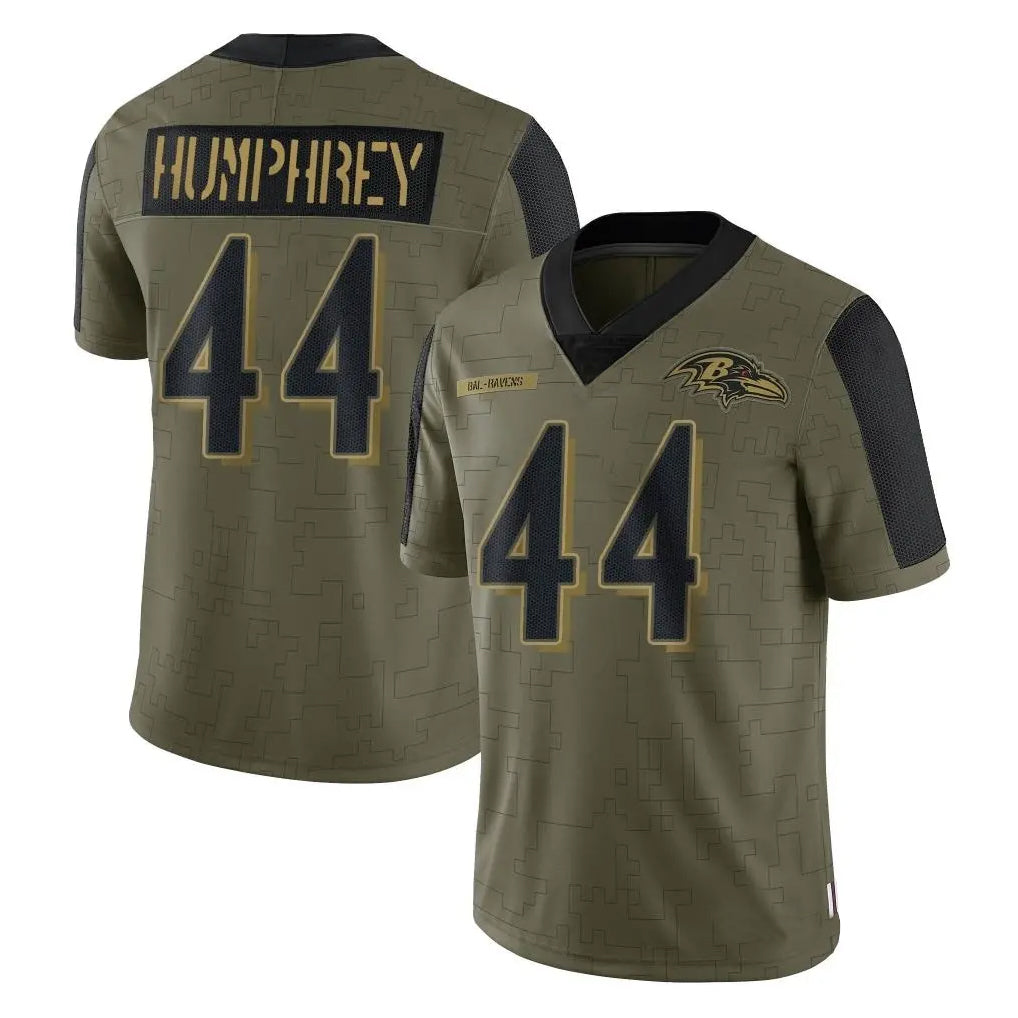 Elroe B.Ravens #44 Marlon Humphrey Player Olive Salute To Service Limited Game Stitched Jerseys