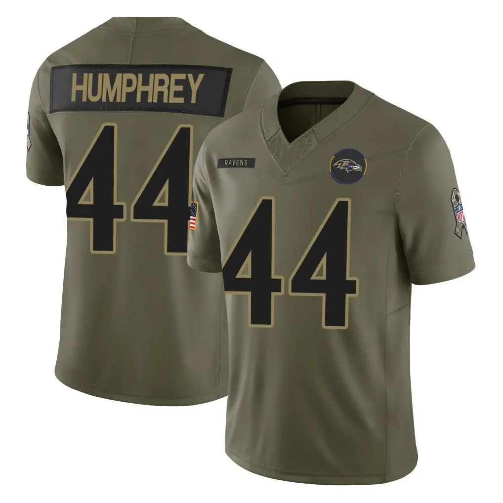 Elroe B.Ravens #44 Marlon Humphrey Player Olive Salute To Service Limited Home Game Stitched Jerseys