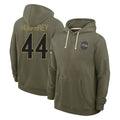 Elroe B.Ravens #44 Marlon Humphrey Player Olive Salute to Service Hoodie Stitched Jerseys