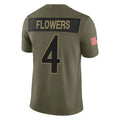 Elroe B.Ravens #4 Zay Flowers Player Olive Salute To Service Limited Home Game Stitched Jerseys