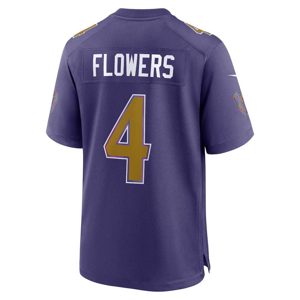 Elroe B.Ravens #4 Zay Flowers Purple Alternate Game Stitched Jerseys