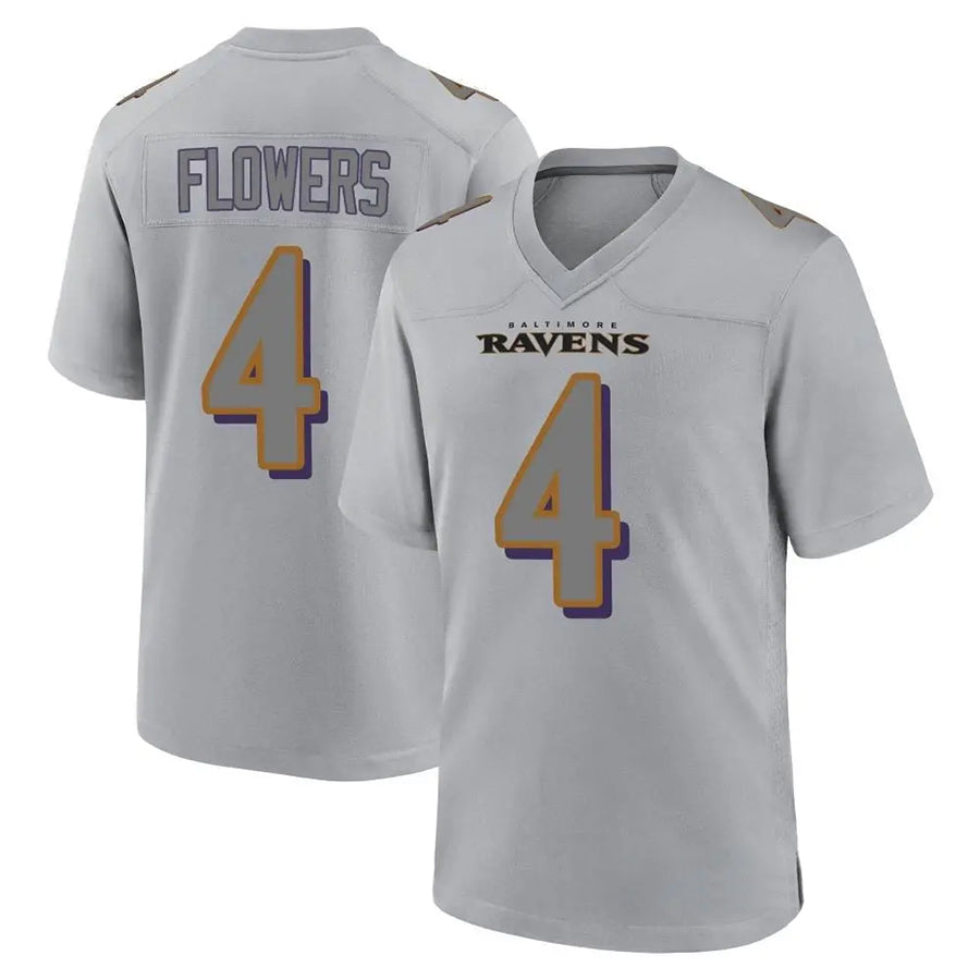 Elroe B.Ravens #4 Zay Flowers Player Color Rush Vapor Untouchable Gray Stitched Jerseys