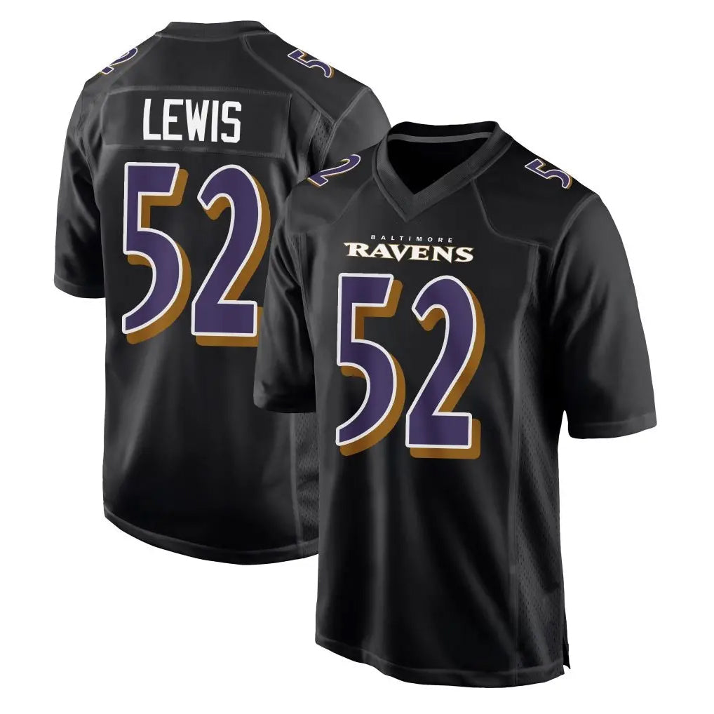 Elroe B.Ravens #52 Ray Lewis Player Black Carbon Fashion Home Stitched Jerseys