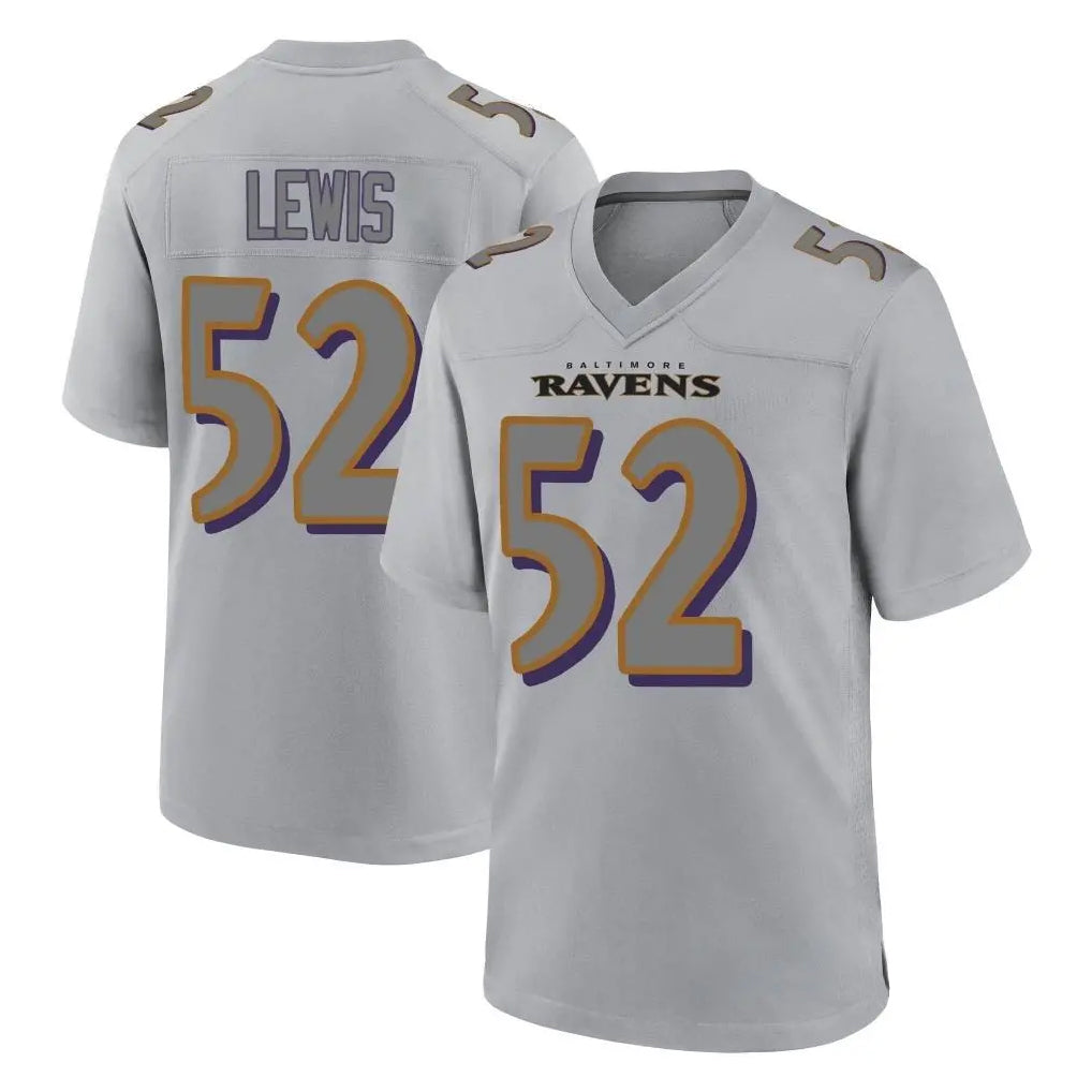 Elroe B.Ravens #52 Ray Lewis Player Gray Replica Limited Stitched Jerseys