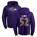 Elroe B.Ravens #52 Ray Lewis Player Purple Salute to Service Pullover Hoodie Stitched Jerseys
