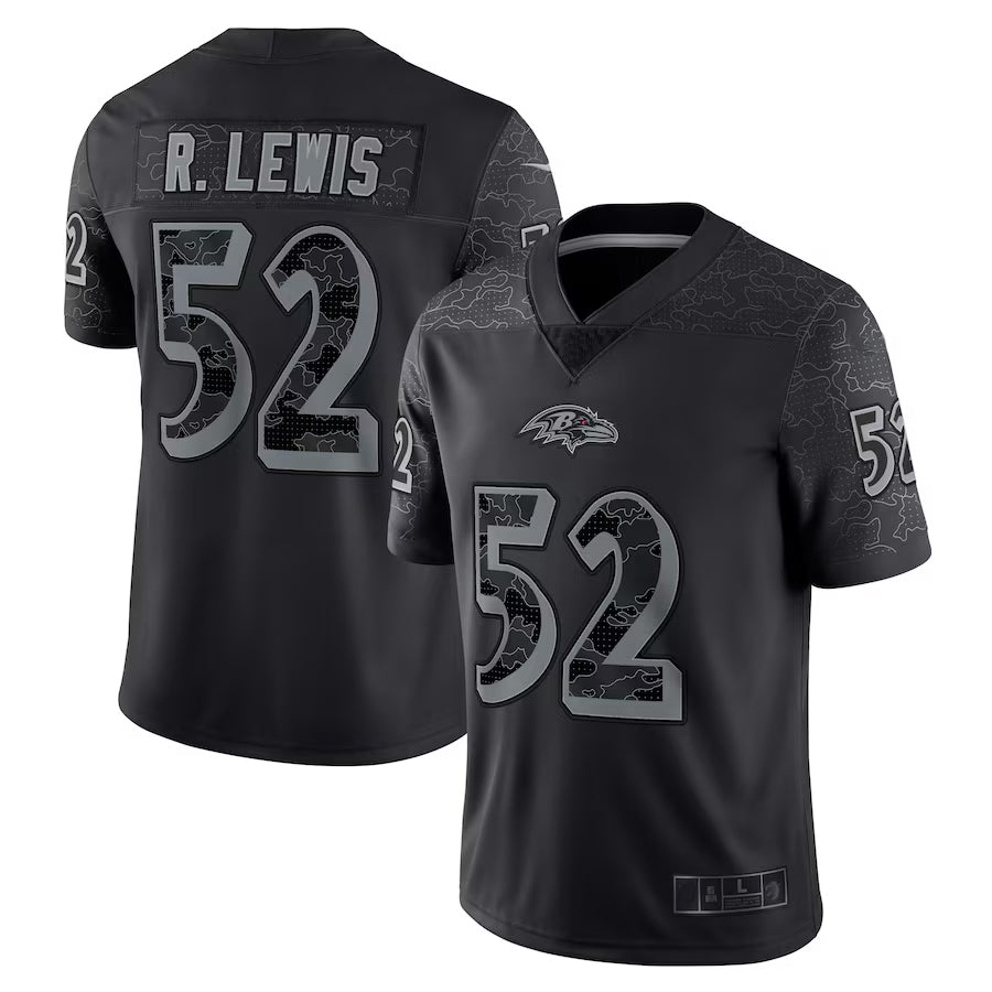 Elroe B.Ravens #52 Ray Lewis Player Black RFLCTV Limited Stitched Jerseys
