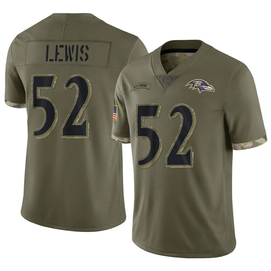 Elroe B.Ravens #52 Ray Lewis Player Olive Salute To Service Football Stitched Jerseys