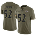 Elroe B.Ravens #52 Ray Lewis Player Olive Salute To Service Football Stitched Jerseys