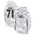 Elroe B.Ravens #71 Olaivavega Ioane Player Arctic Camo Salute To Service Hoodie Stitched Jerseys