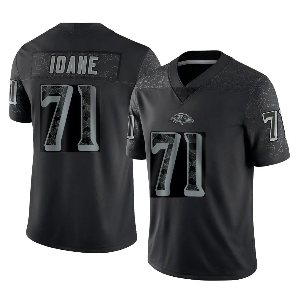 Elroe B.Ravens #71 Olaivavega Ioane Player Black RFLCTV Limited Stitched Jerseys