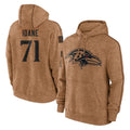 Elroe B.Ravens #71 Olaivavega Ioane Player Brown Salute to Service Pullover Hoodie Stitched Jerseys
