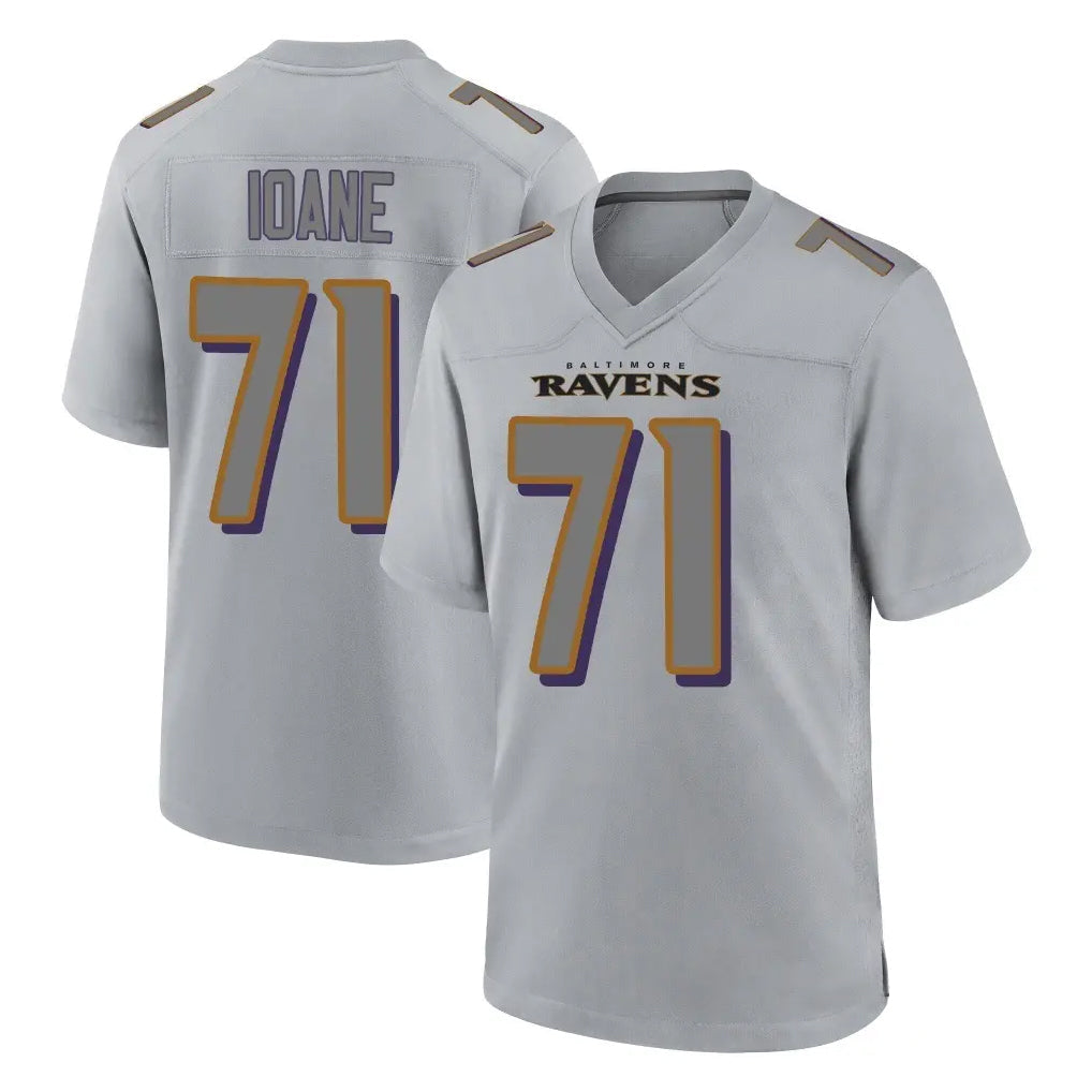 Elroe B.Ravens #71 Olaivavega Ioane Player Gray Replica Limited Stitched Jerseys