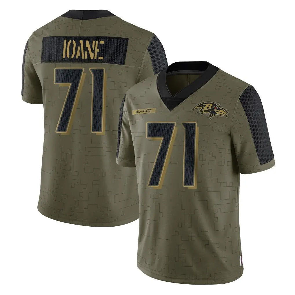 Elroe B.Ravens #71 Olaivavega Ioane Player Olive Salute To Service Limited Game Stitched Jerseys