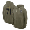 Elroe B.Ravens #71 Olaivavega Ioane Player Olive Salute to Service Hoodie Stitched Jerseys