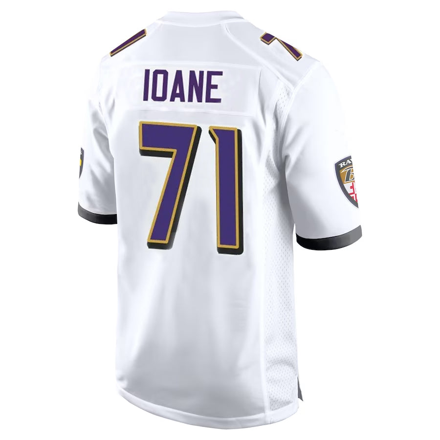Elroe B.Ravens #71 Olaivavega Ioane Player White Alternate Home Stitched Jerseys