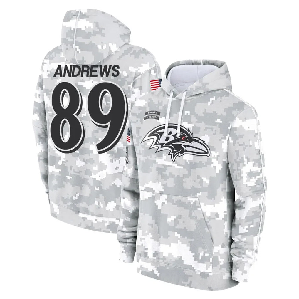Elroe B.Ravens #89 Mark Andrews Player Arctic Camo Salute To Service Hoodie Stitched Jerseys