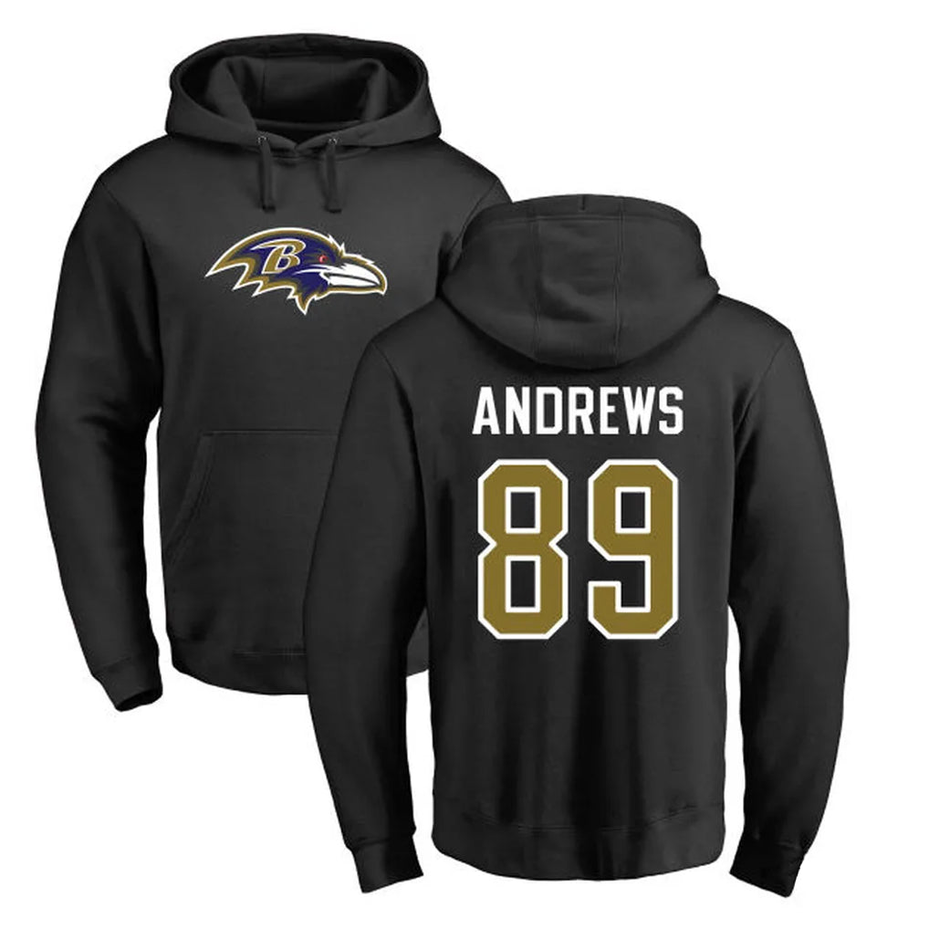 Elroe B.Ravens #89 Mark Andrews Player Black Pullover Hoodie Stitched Jerseys