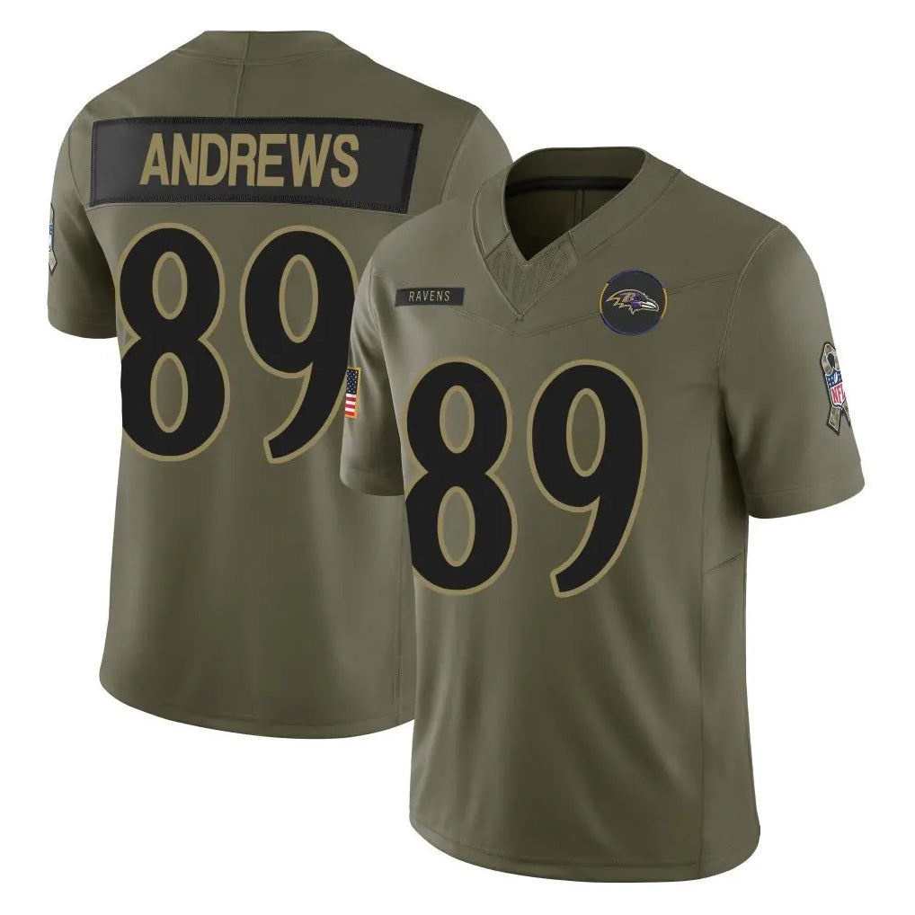 Elroe B.Ravens #89 Mark Andrews Player Olive Salute To Service Limited Home Game Stitched Jerseys
