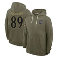 Elroe B.Ravens #89 Mark Andrews Player Olive Salute to Service Hoodie Stitched Jerseys