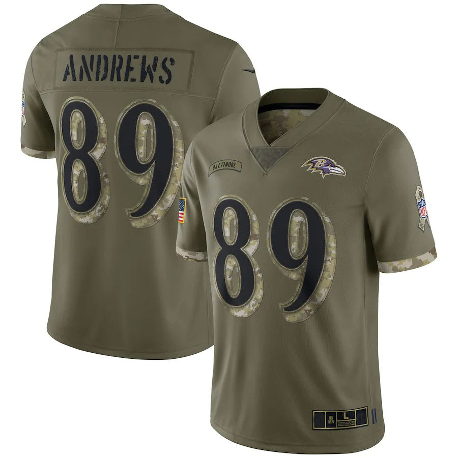 Elroe B.Ravens #89 Mark Andrews Player Olive Salute To Service Limited Stitched Jerseys