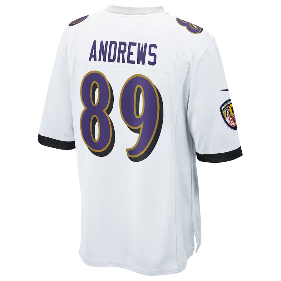 Elroe B.Ravens #89 Mark Andrews Player White Replica Game Stitched Jerseys