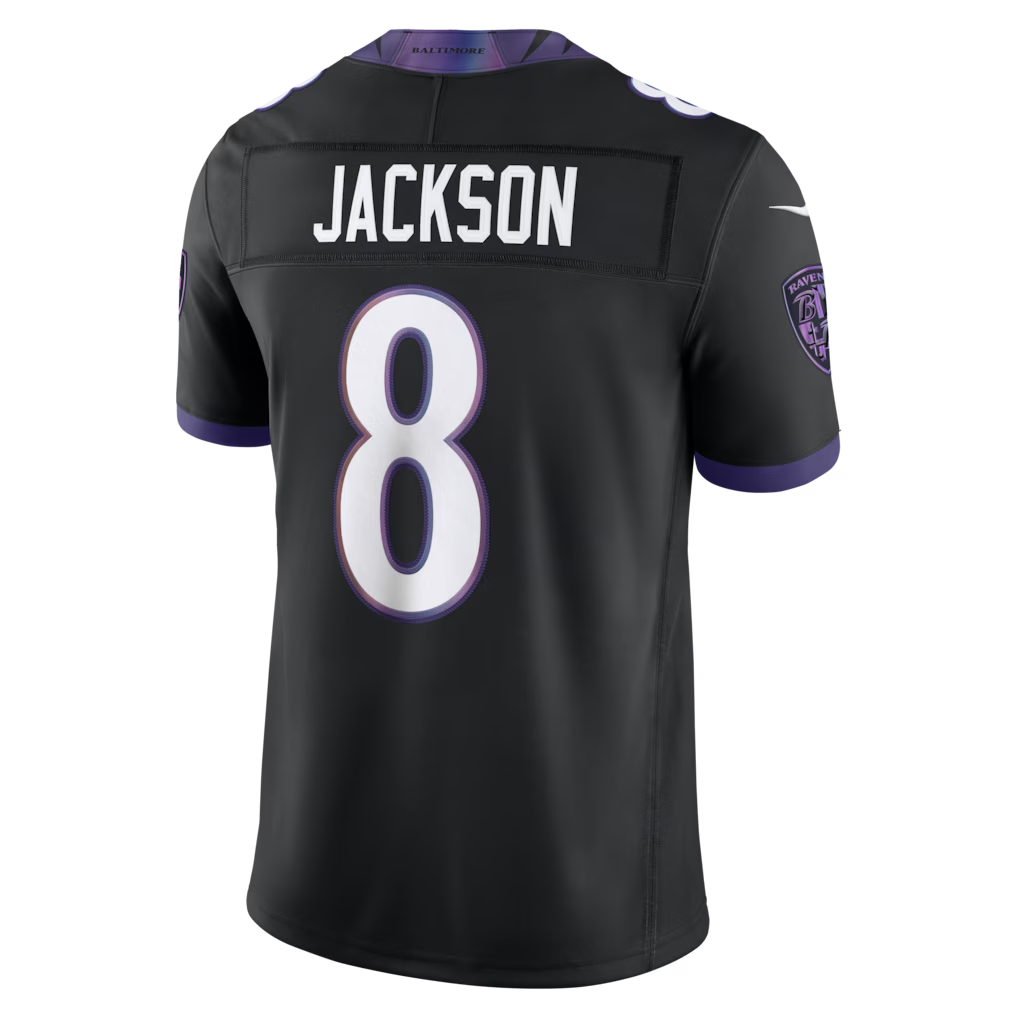 Elroe B.Ravens #8 Lamar Jackson Black Alternate Alternate Vapor F.U.S.E. Stitched Limited Jerseys