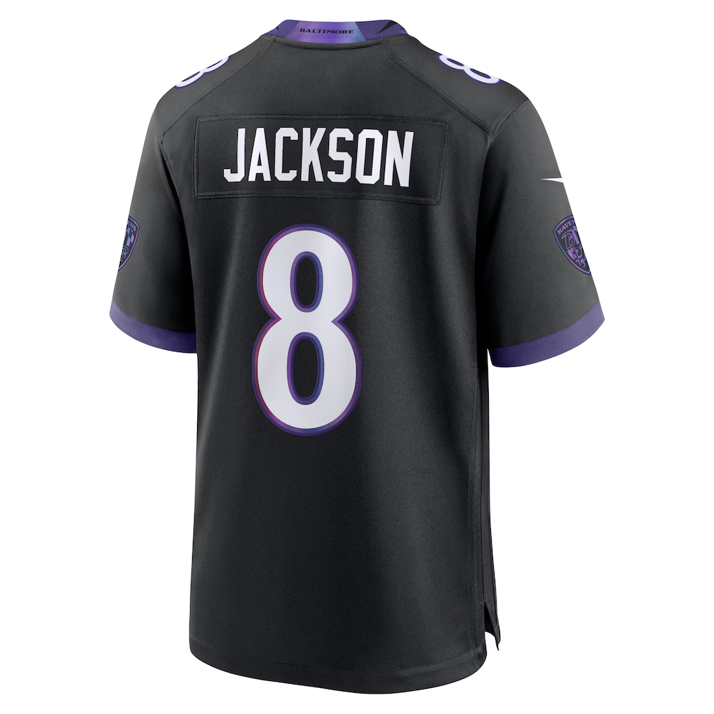 Elroe B.Ravens #8 Lamar Jackson Black Alternate Game Stitched Jerseys