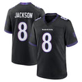 Elroe B.Ravens #8 Lamar Jackson Player Black Home Game Stitched Jerseys