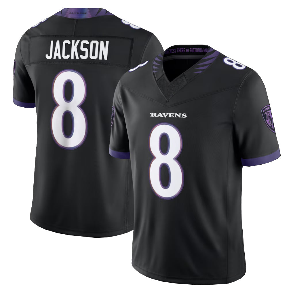 Elroe B.Ravens #8 Lamar Jackson Player Black Limited Elite Home Game Stitched Jerseys
